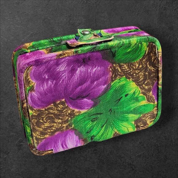Vintage Mini Address Book Floral Suitcase With Pencil Snap Closure Unwritten In - Picture 2 of 10
